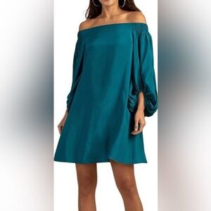 Trina Turk Teal Long Sleeve Dress (mix5)